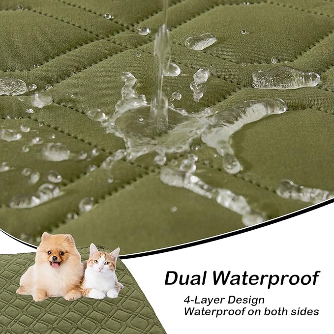 hyha Waterproof Dog Bed Blanket, Soft Pet Blankets, Waterproof Couch Cover for Dogs, Reversible Sofa Covers Washable for Furniture (30x70 Inch, Green/Navy Blue)