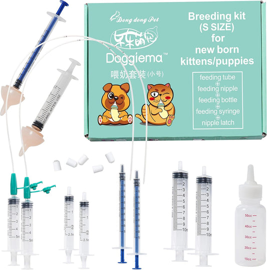 Silicone Feeding Nipples and Syringe for Newborn Kittens, Puppies, Small Animals, Rabbits Dongdong pet