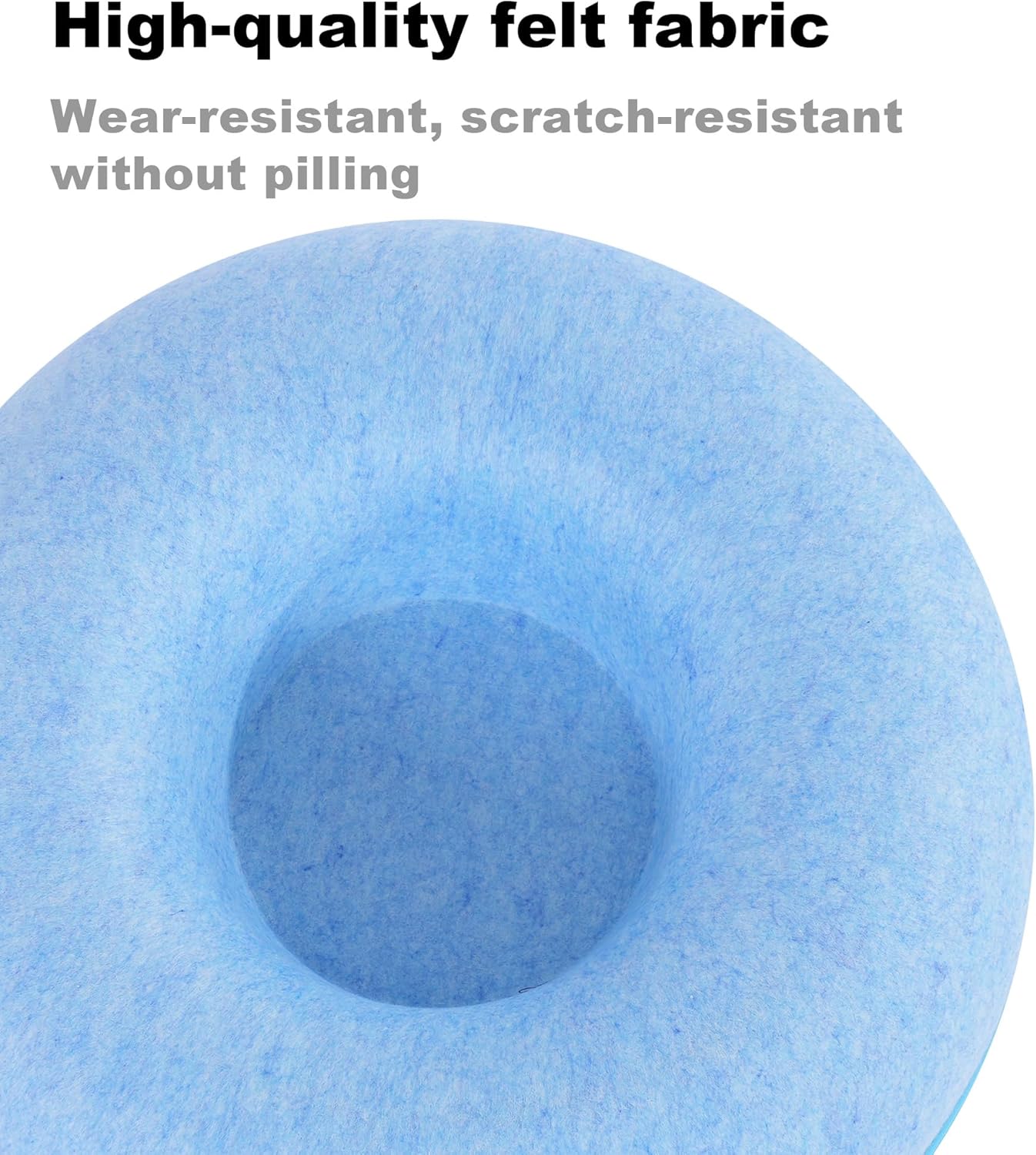 Large Cat Tunnel Bed for Indoor Cats with 3 Toys, Scratch Resistant Donut Cat Bed, Up to 30 Lbs (L 24x24x11, Blue)