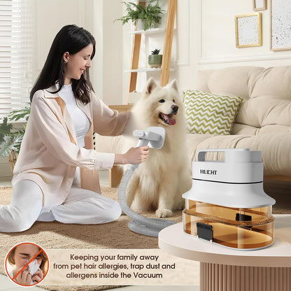 Dog Grooming Kit, Dog Hair Vacuum with Nail Clipper and 4L Dust Cup, 6 Pet Grooming Tools, Silent Pet Vacuum for Cats, Dogs and Other Animals