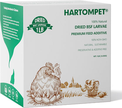 Dried Black Soldier Fly Larvae for Chickens - Non-GMO Poultry Feed Supplement, 85X More Calcium Than Mealworms,High-Protein Treats for Chickens, Hens, Ducks 1LB