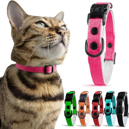 OutdoorBengal Durable Cat Collar Breakaway with Soft Padding for Medium to Large Cats - Thin Heavy Duty Tactical Fabric, Comfortable, Quick Release Breakaway Cat Collars, No Bell Collar (Pink, Adult)