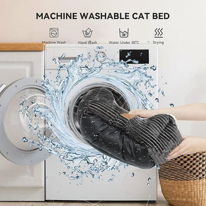 Cat Dog Bed for Pets, Rectangle Pet Bed Gift for Puppy and Kitten, Machine Washable Calming Fluffy Pet Couch Sofa for Indoor Outdoor, Portable Soft Cat Bed with Non-Slip Bottom (Small, Dark Grey)