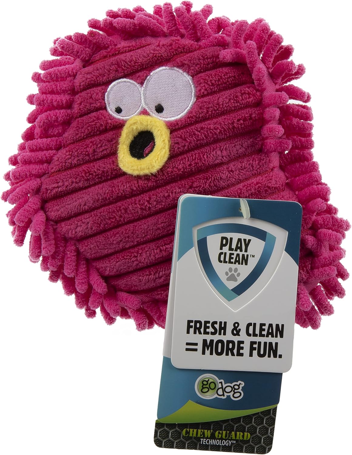 goDog PlayClean Germs Squeaky Plush Dog Toy with Odor-Eliminating Essential Oils, Chew Guard Technology - Pink, Small