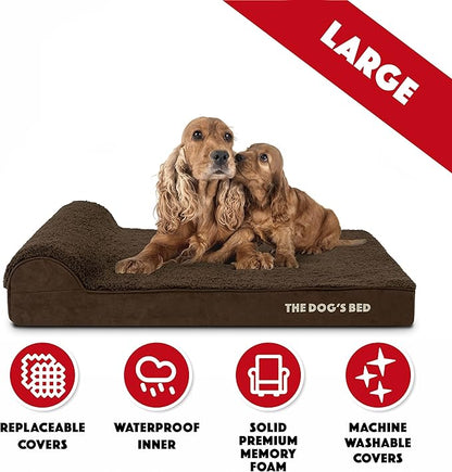 The Dog’s Bed Orthopedic Headrest Dog Bed Large Brown, Memory Foam, Pain Relief for Arthritis, Hip & Elbow Dysplasia, Post Surgery, Lameness, Waterproof Washable Cover