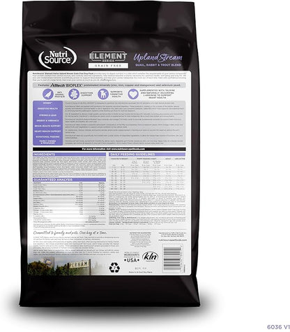 NutriSource Element Series Upland Stream Dry Dog Food, Quail, Rabbit & Trout, 24LB