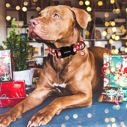 DOGWONG Christmas Red Santa Dog Collar- Cute Santa Claus Christmas Dog Collars Adjustable Designer Christmas Dog Collar for Small Medium Large Dogs XL