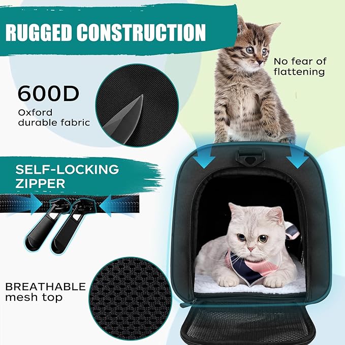 Top tasta Dog Cat Carrier Pet Carriers for Small Medium Large Cats Dogs Carrier Soft Sided Small Puppy Dog Carrier Portable Foldable Airline Approved Dog Cat Travel Carrier Black Medium