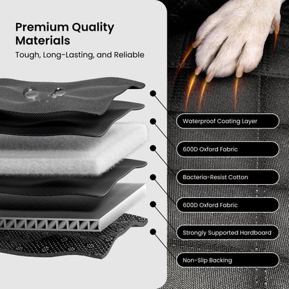 REEVAA Dog Car Seat Cover for Back Seat, Hard Bottom Dog Hammock, Pet Bed Extender for 2-4 Large/Medium Dogs, Ruff Waterproof Seat Protector, Rover Universal L Size for SUV Medium Truck, Black+Orange