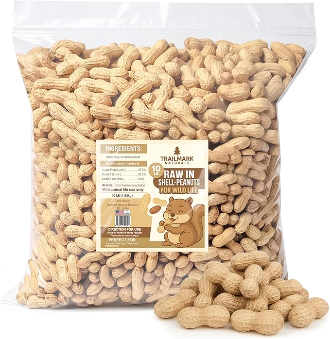 10 LB - Raw Peanuts For Squirrels, Raw In Shell Peanuts For Birds and Wildlife- Squirrel Food, Wild Bird Seed - Grown in The USA