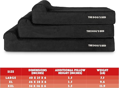 The Dog’s Bed Orthopedic Headrest Dog Bed XL Black Plush, Memory Foam, Pain Relief for Arthritis, Hip & Elbow Dysplasia, Post Surgery, Lameness, Waterproof Washable Cover