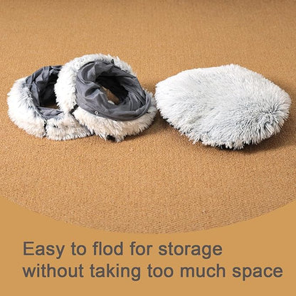 Cat Tunnel with Cat Bed for Indoor Cats, Soft Plush Peekaboo Cat Cave Donut Tunnel, Multifunctional Playground Toys Hideplace for Small Medium Large Kittens, Rabbit, Ferret