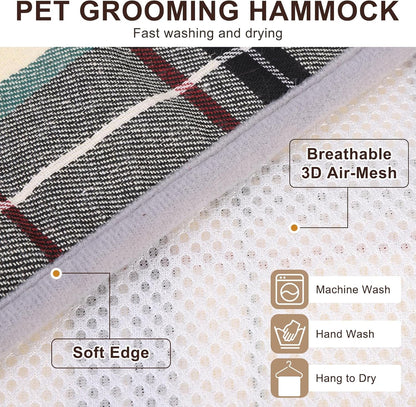 BEAUTYZOO Dog Grooming Hammock for Small Dogs Cat- Dog Sling for Nail Trimming/Clipping- Dog Hanging Harness Holder with Thick Fabric Neck Support & Strap Restraint Claw Care, Beige XS