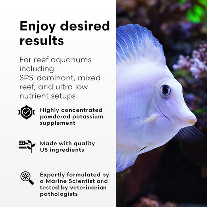 Brightwell Aquatics Potassion-P High-Purity Potassium Supplement for Reef Aquariums Supports Coral Growth & Color Enhances Blue Pigmentation Restores Potassium, 600g