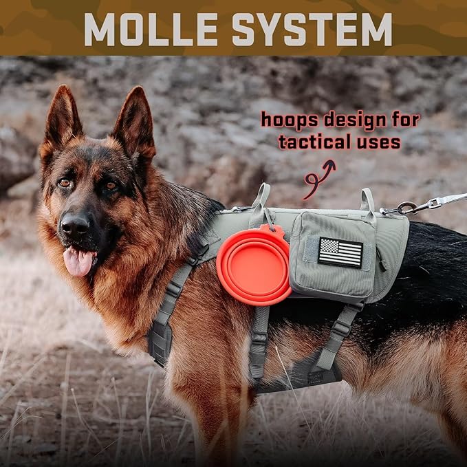 Forestpaw Dog Harness Medium Sized,Tactical Dog Harness with Handle,No Pull Military Style Service Dog Vest with Pockets Adjustable for Medium Dogs,Gray,Chest 15.5-25.5"