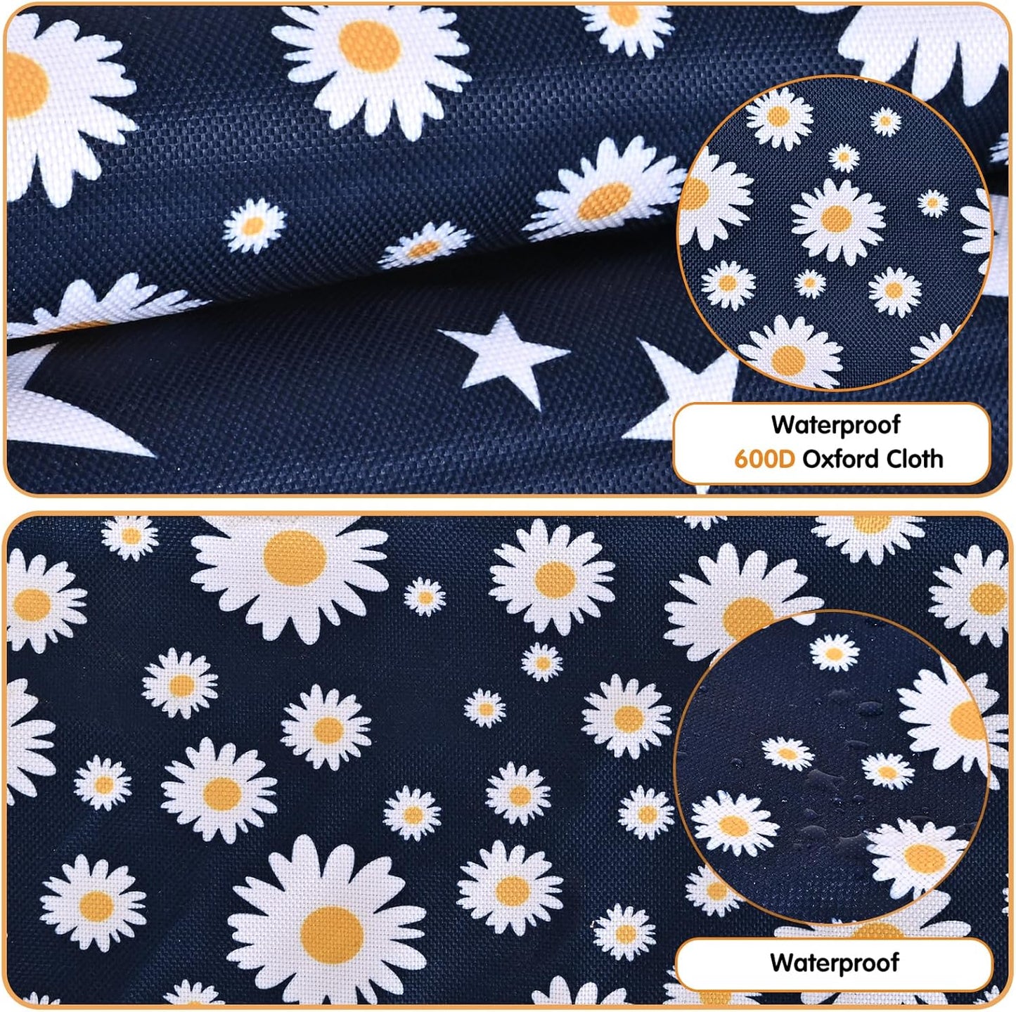 Upgraded Rabbits Hay Feeder Bag for Bunny, Guinea Pigs, Chinchillas - Hanging Washable 2-Hole Hay Dispenser with 600D Oxford Fabric, Small Animal Cage Accessories (Blue Daisy)