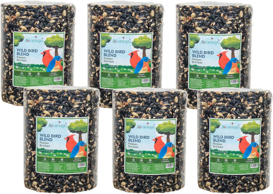 JCs Wildlife Wild Bird Blend Premium Bird Seed Large Cylinder with Hole, 3.75 lb (6 Cylinder)
