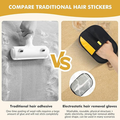 Pet Hair Removal Glove,2Pcs,Electrostatic Gloves Pet Hair Removal,Highly Efficient,Pet Hair Remover Glove,9.45-Inch Large Brush Surface,Reusable Cat Grooming Gloves for Couch,Sweater,Carpet,Curtain.