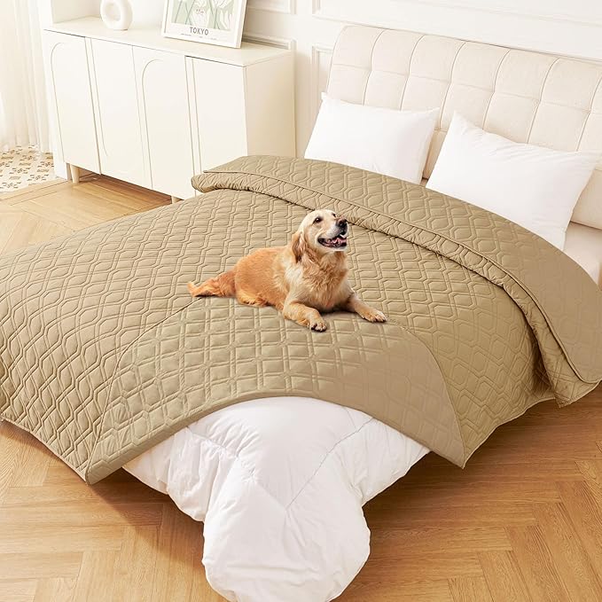 hyha Waterproof Dog Bed Blanket, Soft Pet Blankets, Waterproof Couch Cover for Dogs, Reversible Sofa Covers Washable for Furniture (68x82 Inch, Camel/Camel)