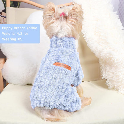 Dog Sweater for Small Dogs, XXS Dog Sweaters Turtleneck Doggie Pajamas Jumpsuits, Small Doggy Clothes Girl Boy, Cold Weather Puppy Onesie Outfits Yorkie Chihuahua Apparel,Light Blue,XS