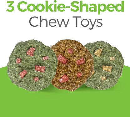 TEEWY Cookie Guinea Pig Toys, Natural Vegetables, Fruits and Timothy, Hamster Chew Toys for Teeth, Hamster Chews for Guinea Pig, Gerbil, Chinchilla and Rat, 3PCS