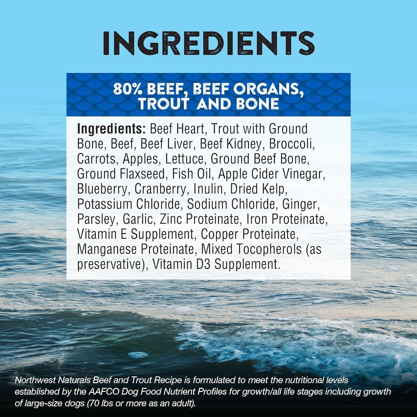 Northwest Naturals Freeze-Dried Beef & Trout Dog Food - Bite-Sized Nuggets - Grain-Free, High-Protein, Raw Diet, Human-Grade Ingredients, All Natural, Omega-3 for Skin & Coat, Made in USA, 12 Oz