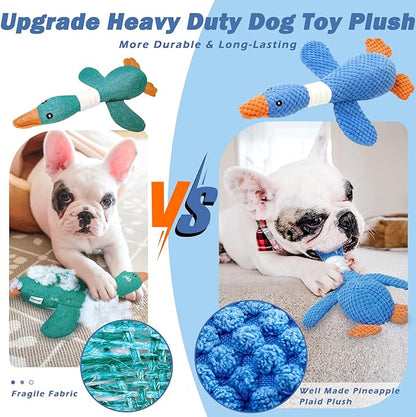 Vitscan 2 Pack Goose Tough Dog Toys for Aggressive Chewers, Durable Squeaky Dog Chew Toys for Small Medium Large Dogs, Plush Interactive Indestructible Dog Toys to Keep Them Busy, Duck Puppy Pet Toy