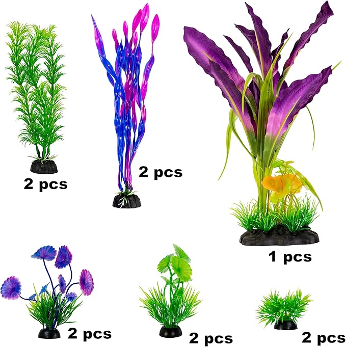UNEAK quarium Plant Fish Tank Decorations Medium/Large Resin Plastic Artificial Plants Flower Ornament Beta Goldfish Decoration Ornaments Freshwater & Saltwater Décor (Mix)