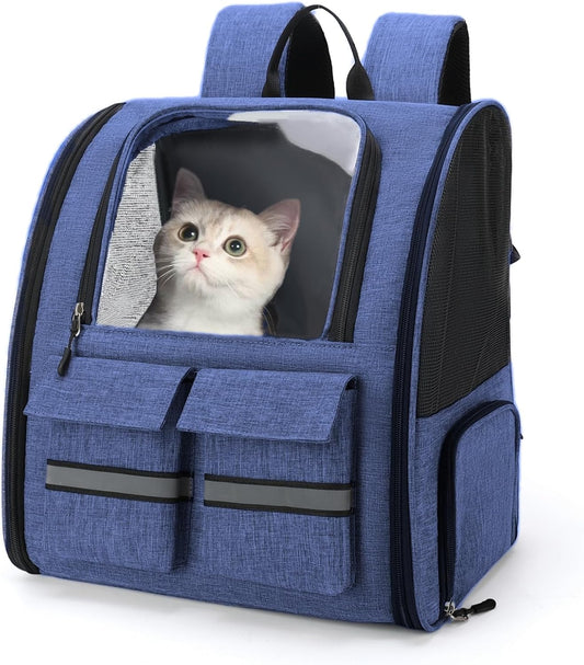 Cat Backpack Carrier Small Dogs Backpack Carrier,Large Space Breathable Cat Bubble Backpack,Shaded Puppy Backpack Carrier,Ventilated for Travel, Hiking,Cycling,Shopping,and Vet