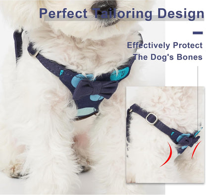 Puppytie No Pull Small Dog Harness with Multifunction Dog Leash,Lightweight Soft Adjustable No Choke Escape Proof Pet Harness Vest Pet Harness Vest,Polka dots Starry Sky,S