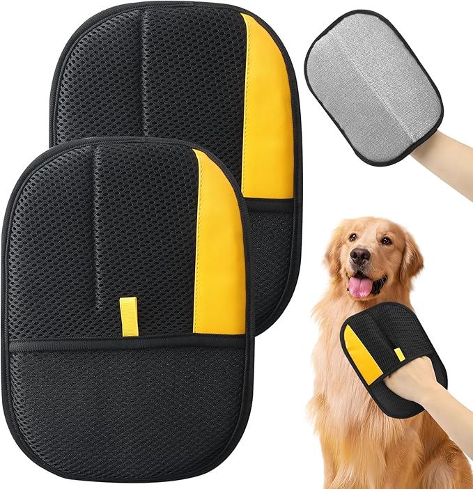 Pet Hair Removal Glove,2Pcs,Electrostatic Gloves Pet Hair Removal,Highly Efficient,Pet Hair Remover Glove,9.45-Inch Large Brush Surface,Reusable Cat Grooming Gloves for Couch,Sweater,Carpet,Curtain.