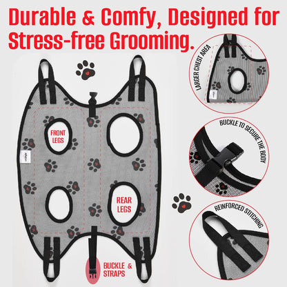 Dog Grooming Hammock for Medium Dogs – Dog Restraint for Nail Trimming with Pet Nail Clipper – Dog Sling for Grooming, Dog Hammock for Nail Cutting & Grooming Harness (Legs Spacing:11-14”)/Max W:45lb)