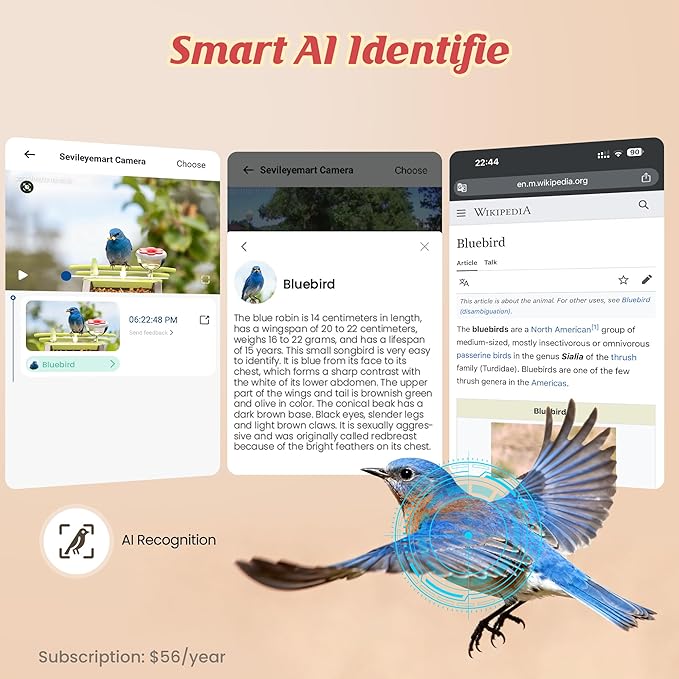 Smart Bird Feeder with Camera Outdoor: 2K Wild Bird Watching Video Cam - Unique Gifts for Nature Lover - Birds House Window at Garden IP66 Solar Charged & Squirrel-Proof Alarm