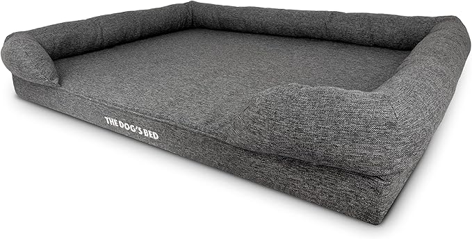 The Dog’s Bed, XXL Grey Linen, Memory Foam, Pain Relief: Arthritis, Hip & Elbow Dysplasia, Post Surgery, Lameness, Supportive, Calming, Waterproof Washable Cover