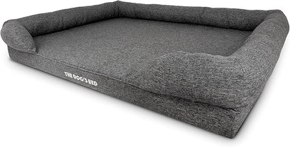 The Dog’s Bed, XXL Grey Linen, Memory Foam, Pain Relief: Arthritis, Hip & Elbow Dysplasia, Post Surgery, Lameness, Supportive, Calming, Waterproof Washable Cover