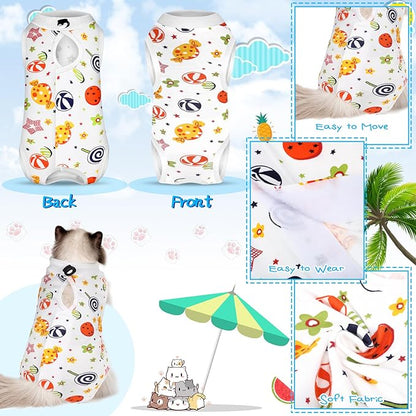 Kacctyen 6 Set Cat Recovery Suit After Surgery Female and Male Cat Kitten Surgery Suit E Collar Alternative Pajama Kitty Clothes for Spay Abdominal Skin Anti Licking(Animal,Small)