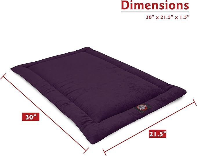 Majestic Pet Dog Crate Mat - Machine Washable Soft Plush Pet Bed Pad for Crates & Kennels | USA Crafted | 30"x21" Villa Aubergine