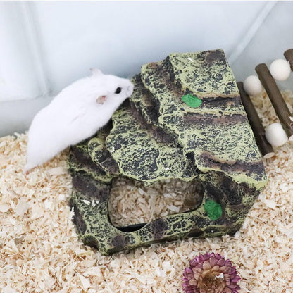 Oooct Hermit Crab Hideout, Resin Simulation Stone Reptile Cave Hideout, Hermit Crab Climbing Toys, Terrarium Habitat Decor for Lizard Spider Aquarium Fish Gecko Bearded Dragon