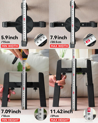 CZPET Dog Bowl Stand with Adjustable Height and Width [Stand Only], Elevated Pet Water & Food Feeder for Medium & Large Dogs, Stable and Anti-Slip Raied Bowl