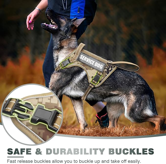 WINSEE Tactical Dog Harness, No Pull Dog Harness for Medium Large Dogs with Handle & Molle, Military Service Dog Vest Harness in Training Pet Harness for Small Dogs