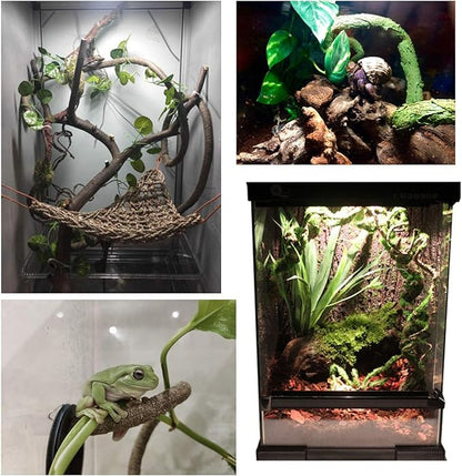 Tfwadmx 3 Pcs Flexible Bend-A-Branch Jungle Vines Reptile Plants Hanging Terrarium Plastic Plant Climbing Leaves Pet Tank Habitat Decor for Lizard Frogs Snakes and More Reptiles
