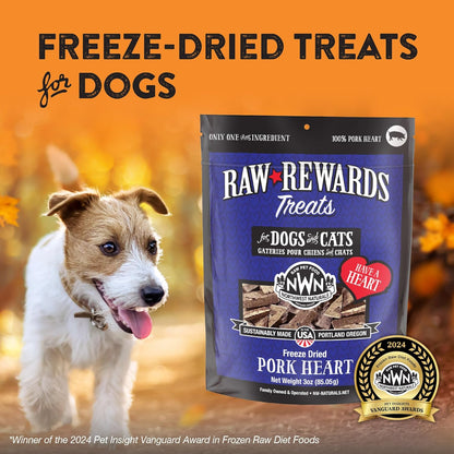 Northwest Naturals Raw Rewards Freeze-Dried Pork Heart Treats for Dogs and Cats - Bite-Sized Pieces - Healthy, 1 Ingredient, Human Grade Ingredients, All Natural, Made in USA, 10 Oz (Pack of 3)