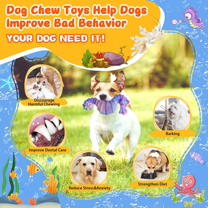 Dog Chew Toys for Aggressive Chewers: Squeaky Dog Chew Toys for Large Dogs-Tough Indestructible Toys for Large/Medium/Small Breeds-Interactive Toys with Fun Squeaky Sound for Boredom