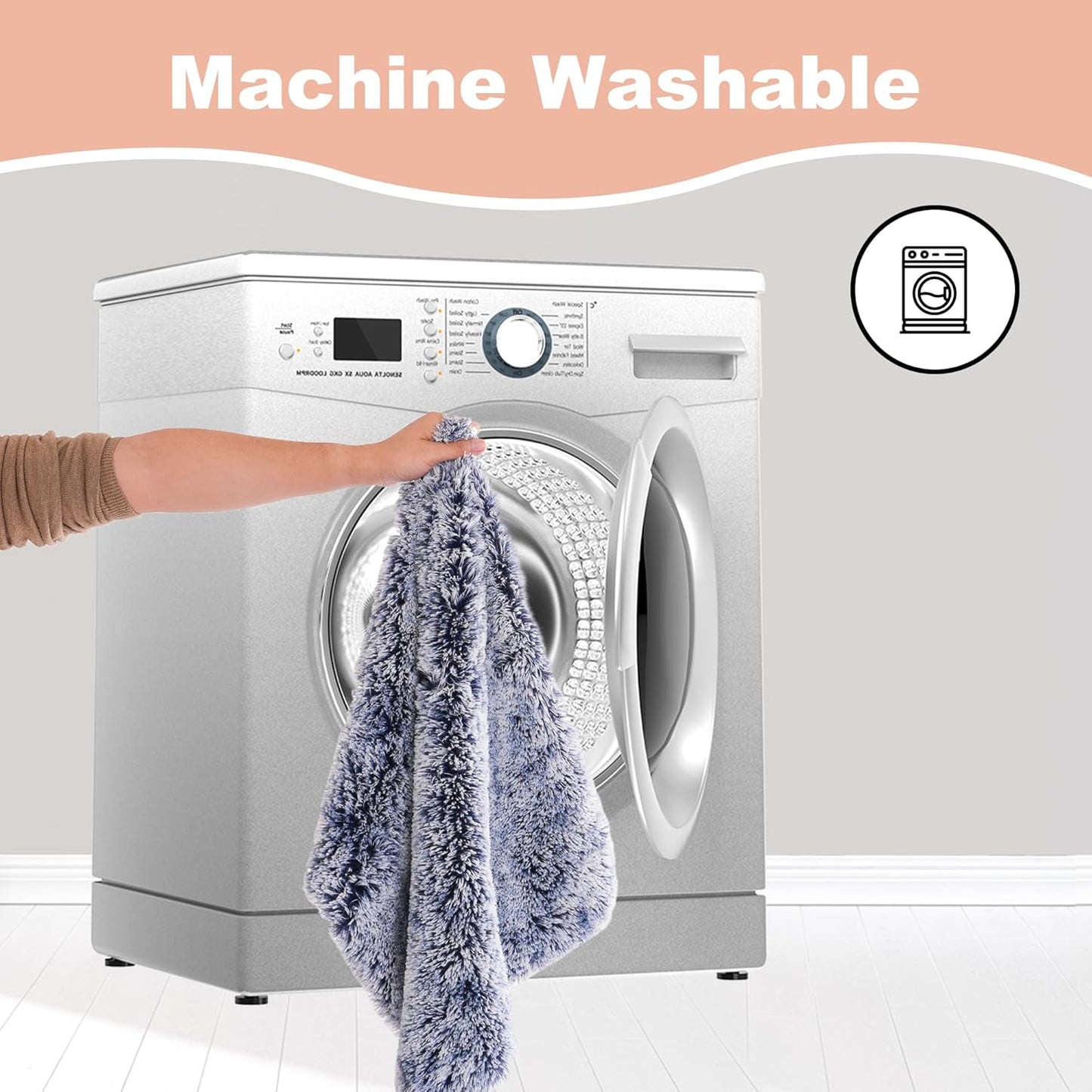 Bedfolks Plush Waterproof Dog Crate Bed, Removable Washable Cover, Faux Fur, 41"x27", Dark Blue