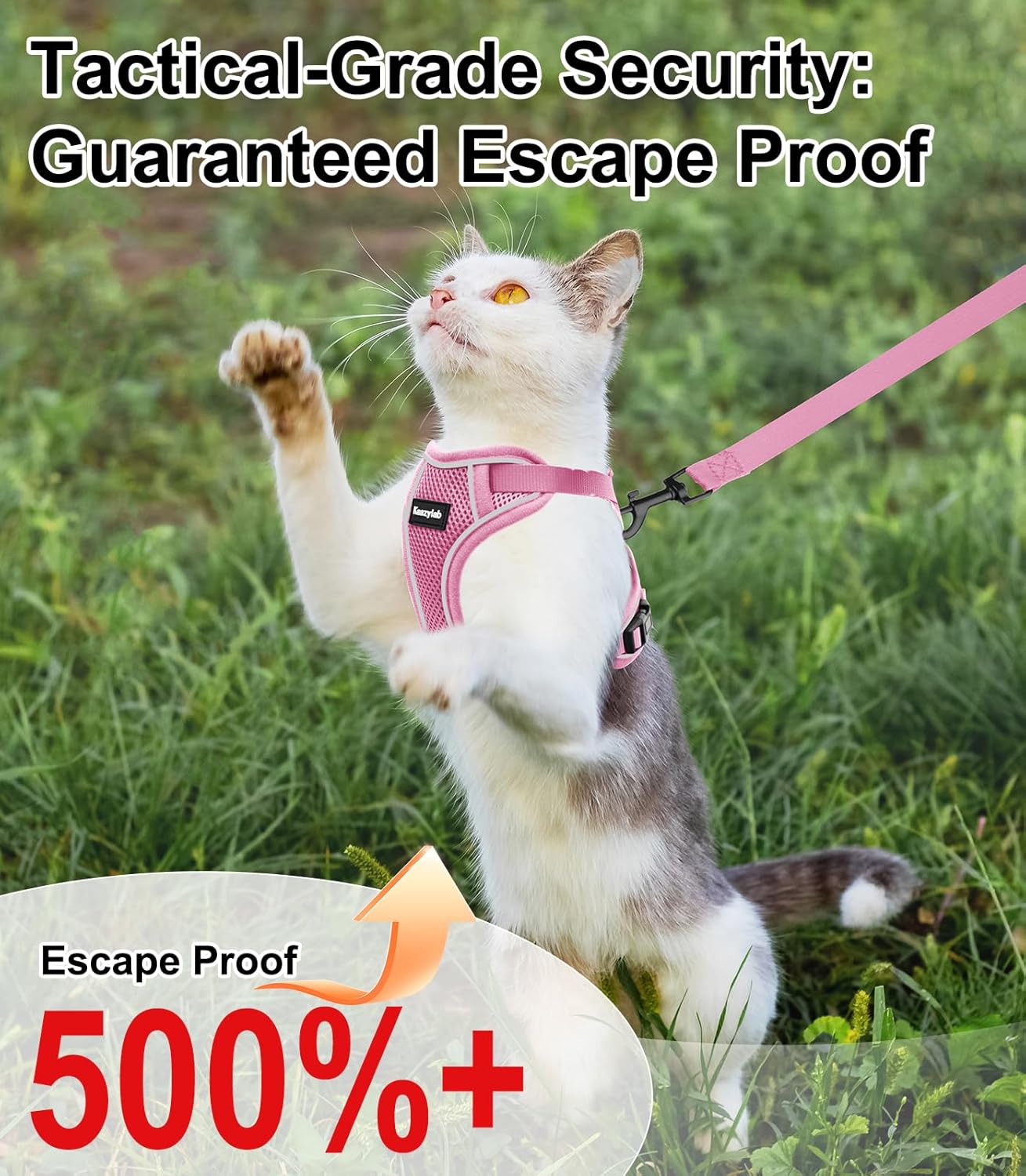 Cat Harness and Leash for Walking Escape Proof Soft Adjustable Cat Leash Breathable Comfortable Vest Easy to Wear Kitten Harness for Outdoor Travel Pink S