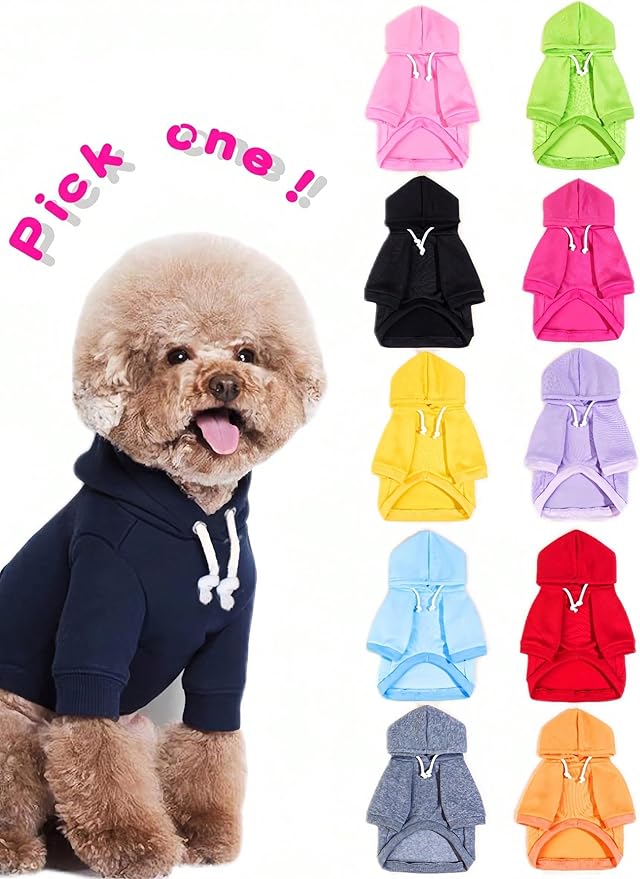 QWINEE Basic Dog Hoodie Sweatshirt Puppy Sweater Warm Cat Costumes Pet Clothes for Chihuahua Puppy Kitten Small Medium Dogs Light Blue XX-Large
