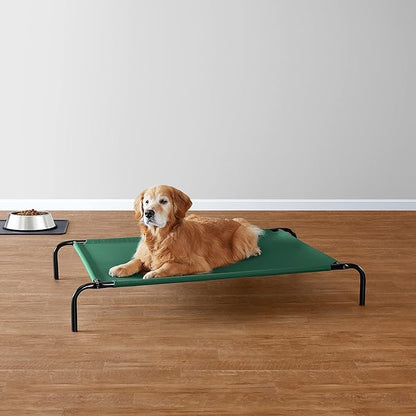 Amazon Basics Cooling Breathable Elevated Dog Bed with Metal Frame for Large Dogs, 51 x 31 x 8 Inch, Green