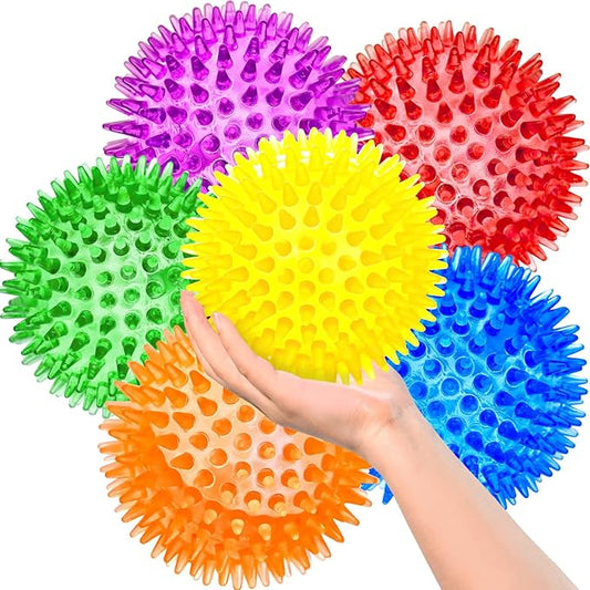 3.5” Large Dog Toys Ball, 6 Pack Squeaky oys, Durable for Aggressive Chewers, Spiky Ball for Clean Teeth and Training, Fetch Toys for Large Dogs, for Puppy Chew and Teething