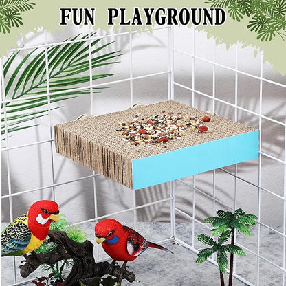 Skyygemm 2 Pieces Bird Chew Toy Parrot Cage Perch Cardboard Platform Bird Paw Grinding Stand Parrot Cage Playground for Macaws, Small Parakeets, Conures, Budgies, Finches Conure Cockatiel (Large)