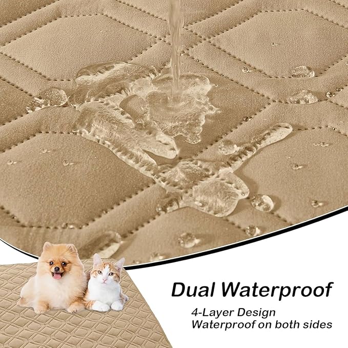 hyha Waterproof Dog Bed Blanket, Soft Pet Blankets, Waterproof Couch Cover for Dogs, Reversible Sofa Covers Washable for Furniture (68x82 Inch, Camel/Camel)